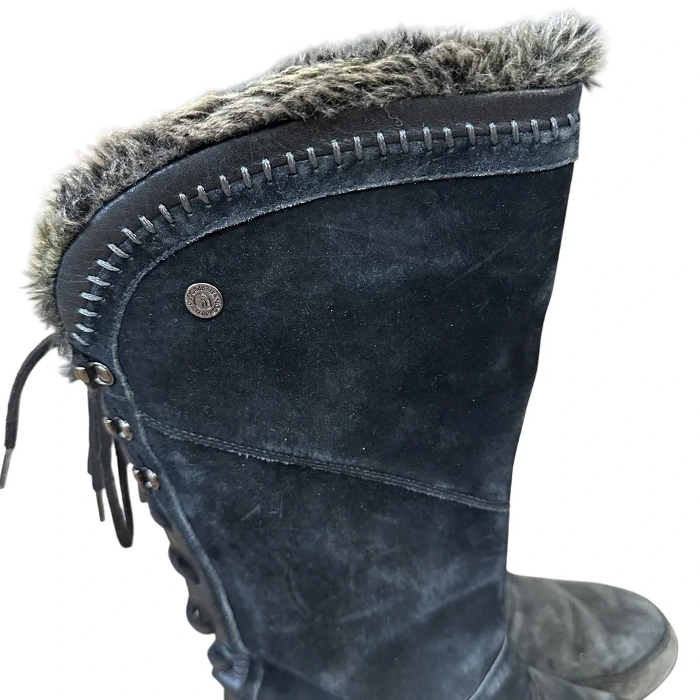 The North Face Janey Black Suede Waterproof Snow Winter Boots Primaloft Womens 8